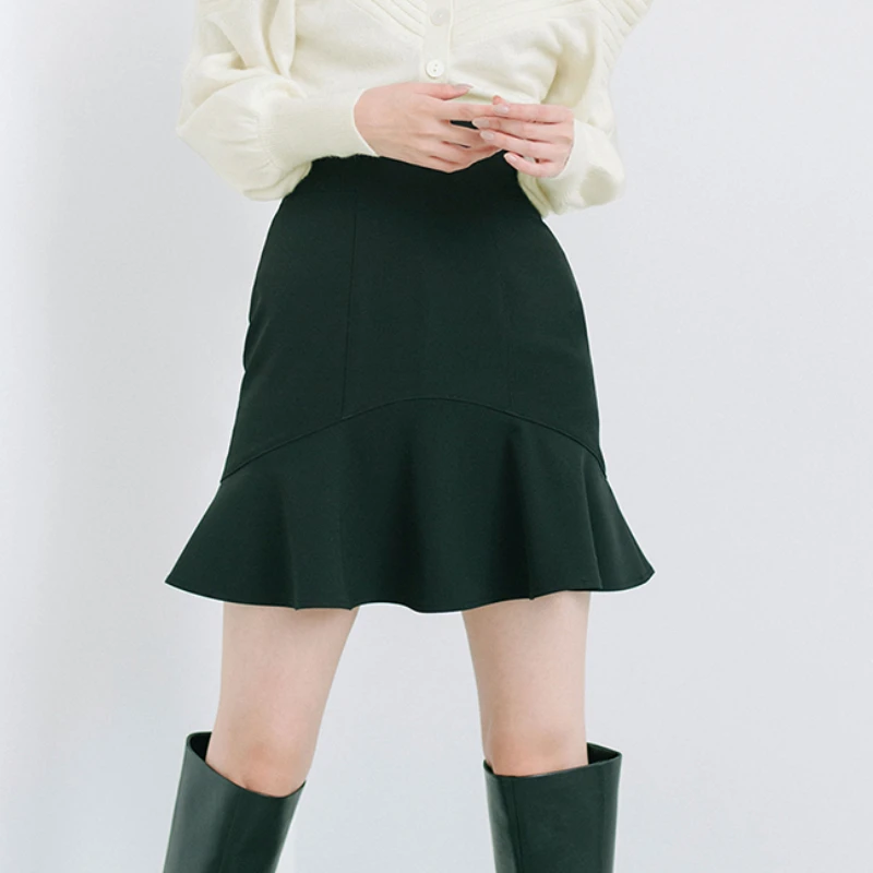 

Japanese High Waist Ruffles A-line Mini Skirt Women 2023 Early Spring New Sweet Solid Color Faldas Mujer Simple Elegant Jupe
