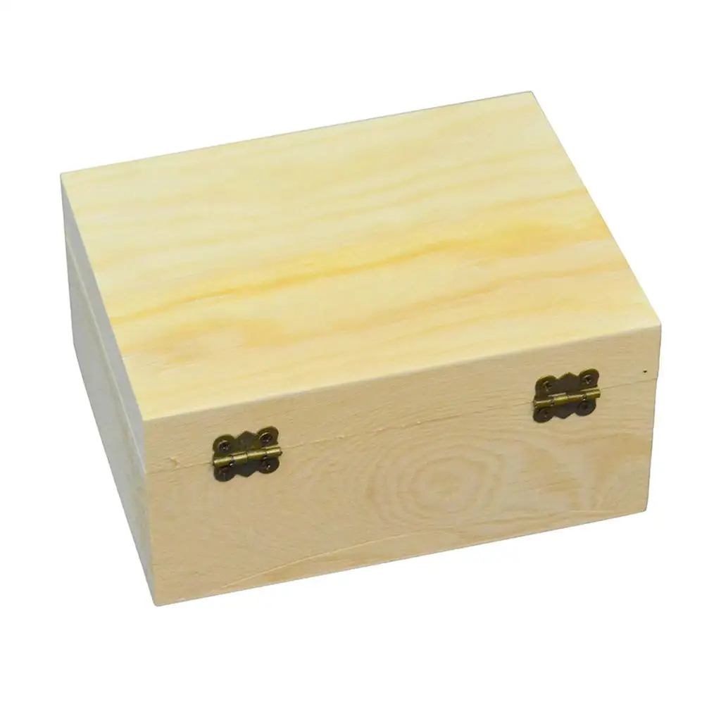 Natural Plain Wood Jewelry Box Unfinished Wooden DIY Craft Gadgets Gift Jewelry Decoupage Storage Organizer Boxes with Mirror