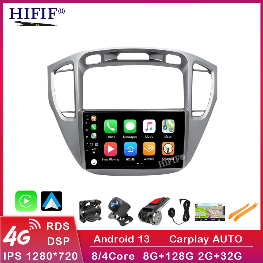 

Автомобильный GPS-навигатор Android 13 для Toyota Highlander 1 2001-2007 мультимедийный плеер 4G WIFI BT DSP радио без DVD