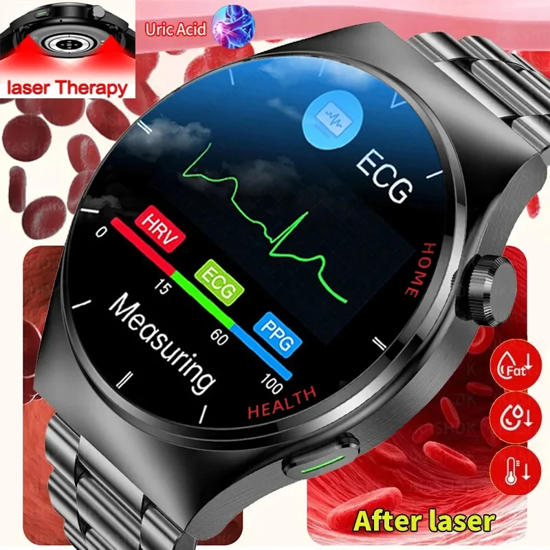 

2023 New Laser Treatment Three High Smart Watch Men ECG PPG Heart Rate Blood Sugar Health Tracker Smart Watch For Huawei Xiaomi