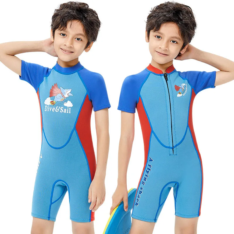 

2023 Children's Wetsuit One-piece Diving Suit 2.5MM Boy's Short Sleeve Diving Warm Bathing Snorkeling Surfing bathing Suit