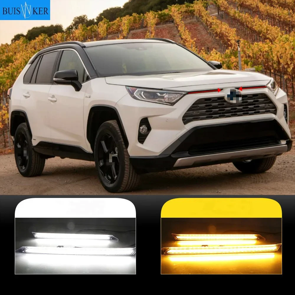 

For Toyota RAV4 2019 2020 Yellow Turn Signal Function 12V Car DRL LED Daytime Running Light Automobile Cover Decoration Light