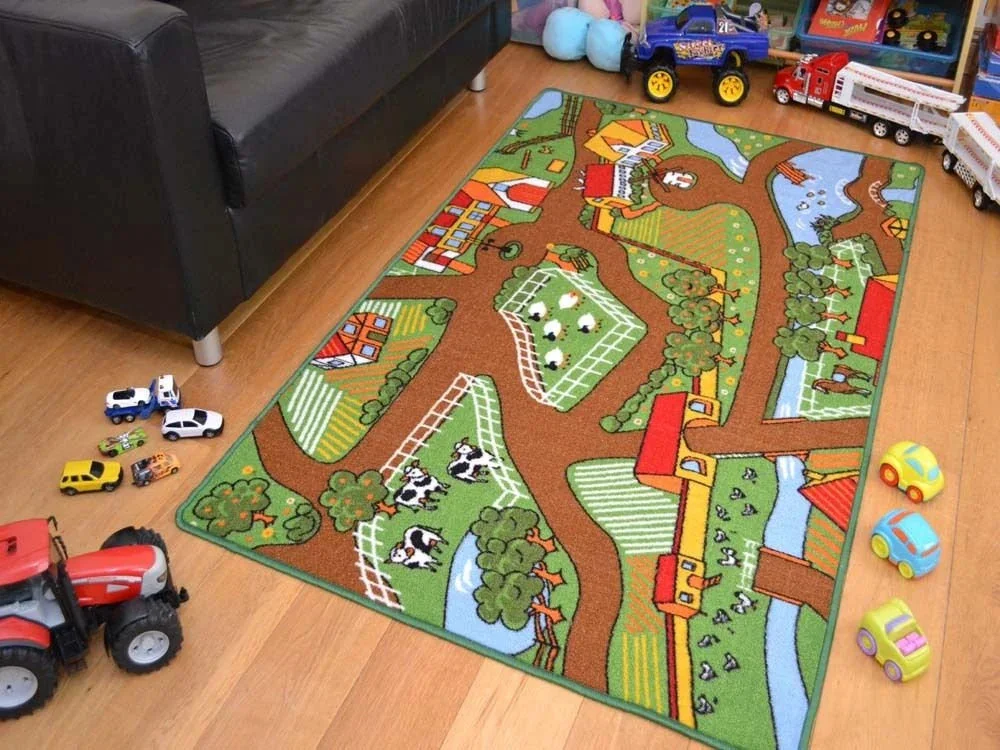 Kids Play Non Slip Farm Land Animals Theme Mats Fun Farm Animals for Home Decor Rugs Children's Living Room Non-slip Rugs