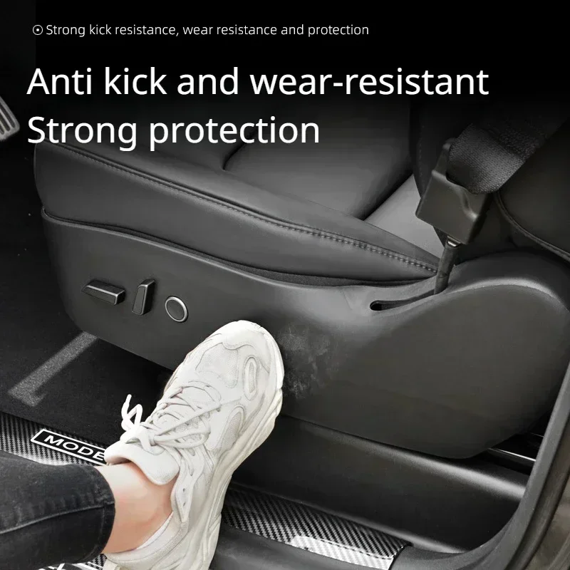 테슬라 모델 Y 주니퍼/Model3 하이랜드 가죽 스티커 시트 사이드 보호 매트 패드 자동차 액세서리 2025 용 자동차 도어 킥 매트