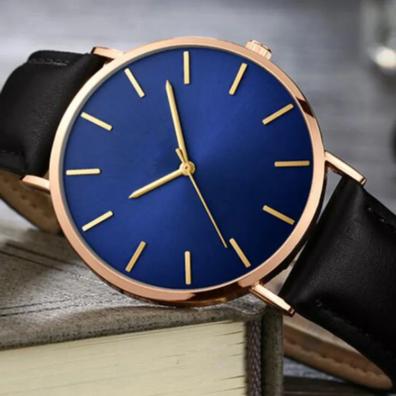 Minimalist Unisex Elegant Leather Strap Quartz Wristwatch