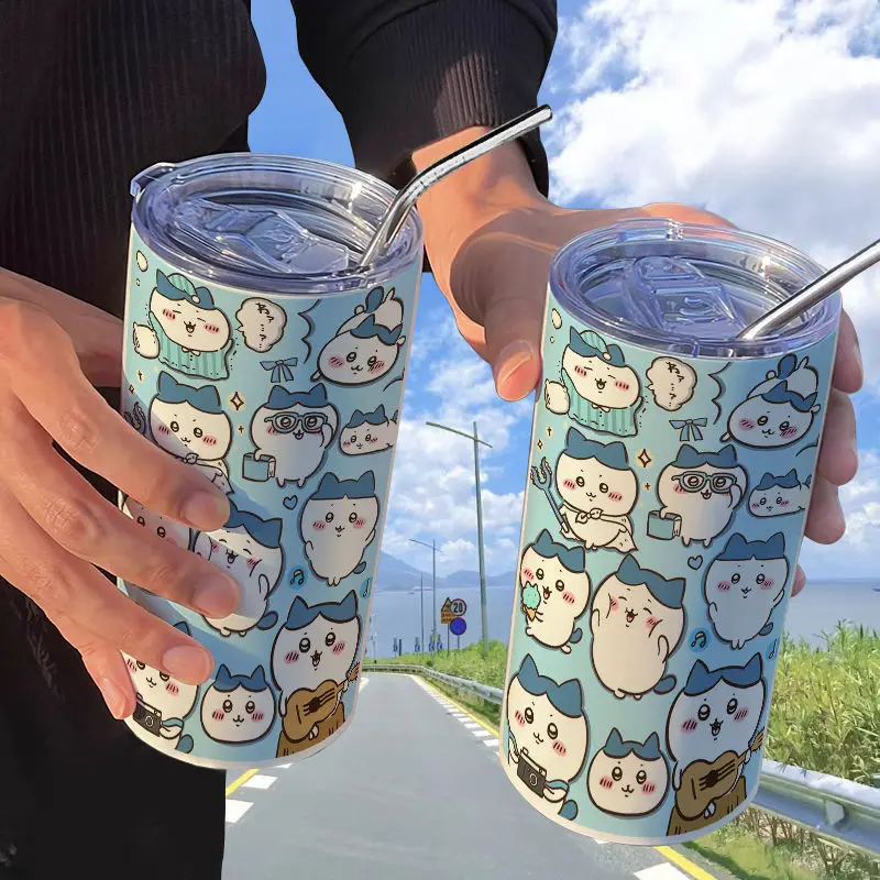 

Милая миниатюрная чашка для воды Chiikawa, милая аниме чашка Usagi из нержавеющей стали высокого внешнего вида, Офисная соломенная чашка для воды