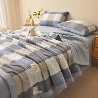 Couverture d'été 100% coton, bien ventilée, de haute qualité, douce pour la peau, respirante, légère, pour lit simple ou double, couette 3