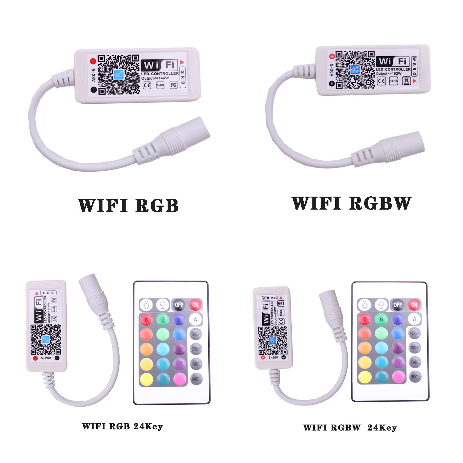 Wifi Rgb / Rgbw Led Controller Mini Dc12v With Rf Ir 24key Remote ...