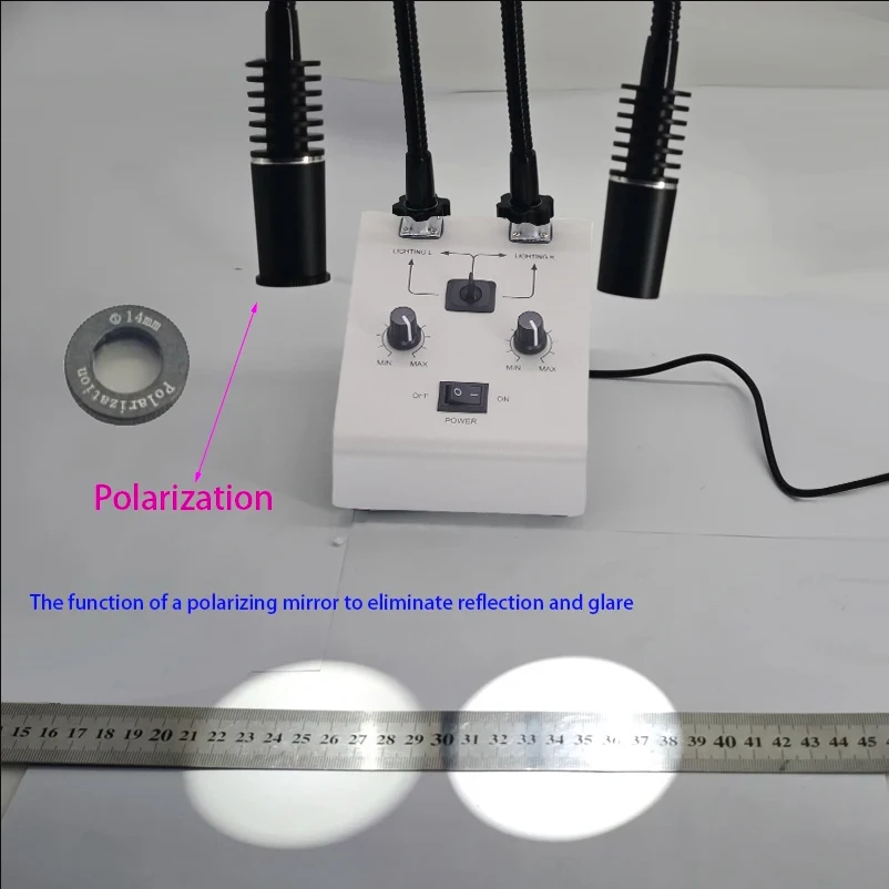 Lapsun 6W 6500K 855mm 확장 튜브 듀얼 LED 구즈넥 라이트 일루미네이터 램프 현미경 카메라용 편광 렌즈 반사 방지