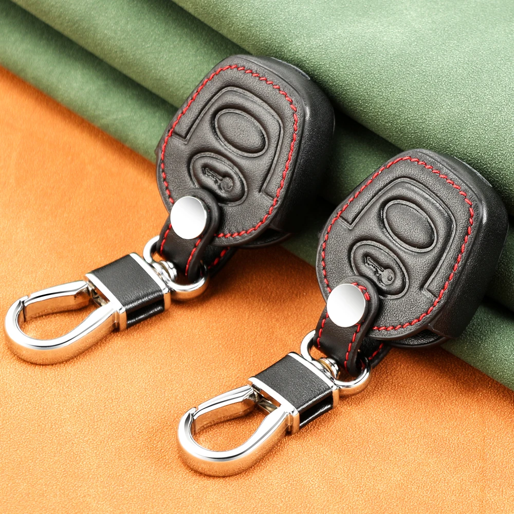 GenuineLeatherCarKeyCoverKeychainCaseForVWPoloGolfPassat