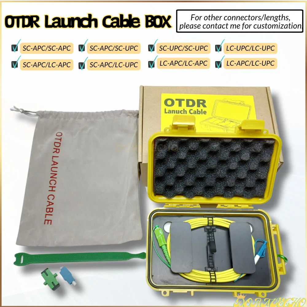Fiber Optic Connector SC LC / APC UPC 150M/1000M OTDR Launch Cable Box 1310/1550nm Single Mode Test Extension Cord Dead Zone Eliminator