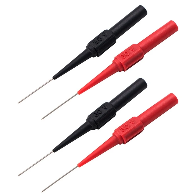 

090E Multimeter Test Probe Back Probes Insulation Piercing Needle 0.7mm 30V 4Pcs