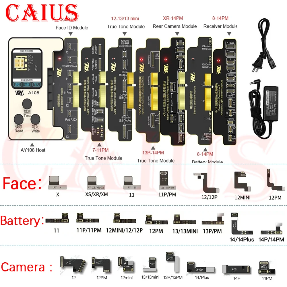 Ay A108 Dot Matrix Cable Dot Projector Flex Per Iphone X Xr Xs 11 12 13 14 11Pro Pro Max Mini Face Id Repair Battery Data Tools