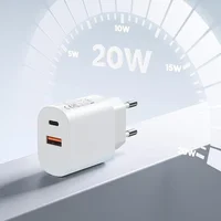 2 Pack 20W PD Fast Charging Wall Charger Dual Port USB C & USB A White Compact EU Standard Plug Travel Essential for All USB Enabled Devices 4