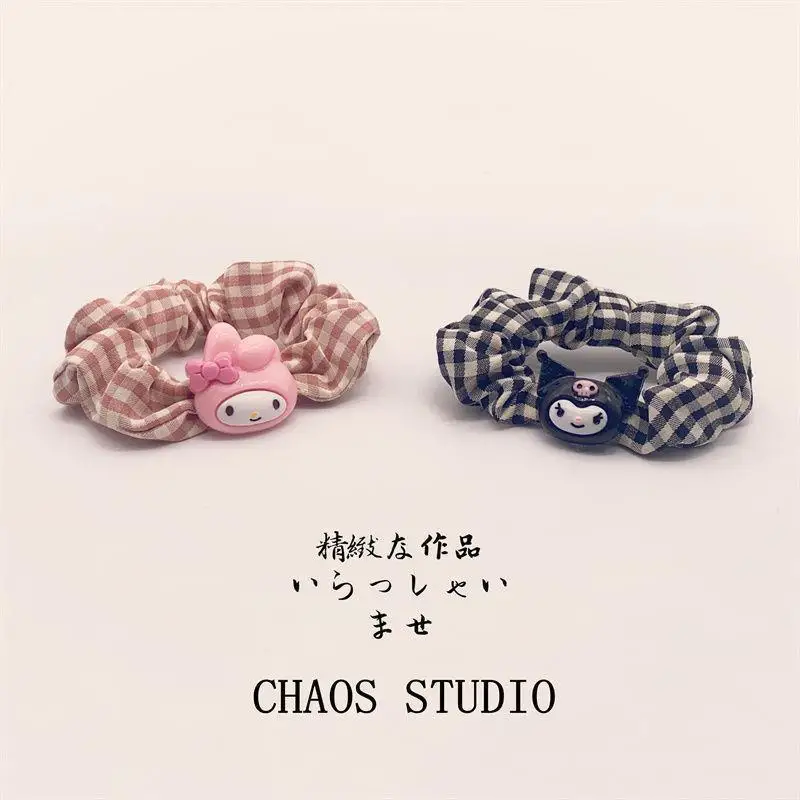 

Anime Sanrio Hello Kitty My Melody Cinnamoroll Kuromi Cartoon Sweet Girl Cute Plushie Hair Rope Hair Ring Accessories Gift