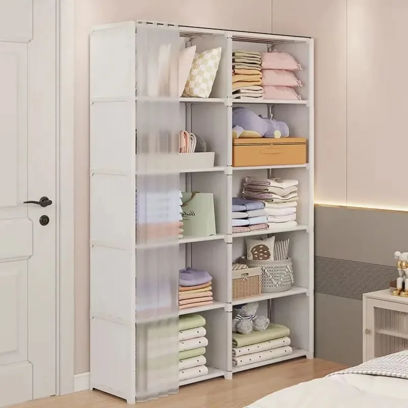 5 6 Layers Dust proof Wardrobe High Capacity Partition Bookshelf Bedroom Open Simple Assembly Storage Cabinet Bedroom Furniture 4