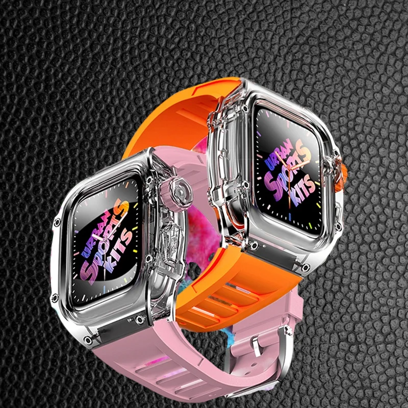 45mm Luxury Transparent Case Modification Kit For Apple Watch 8 7 Strap