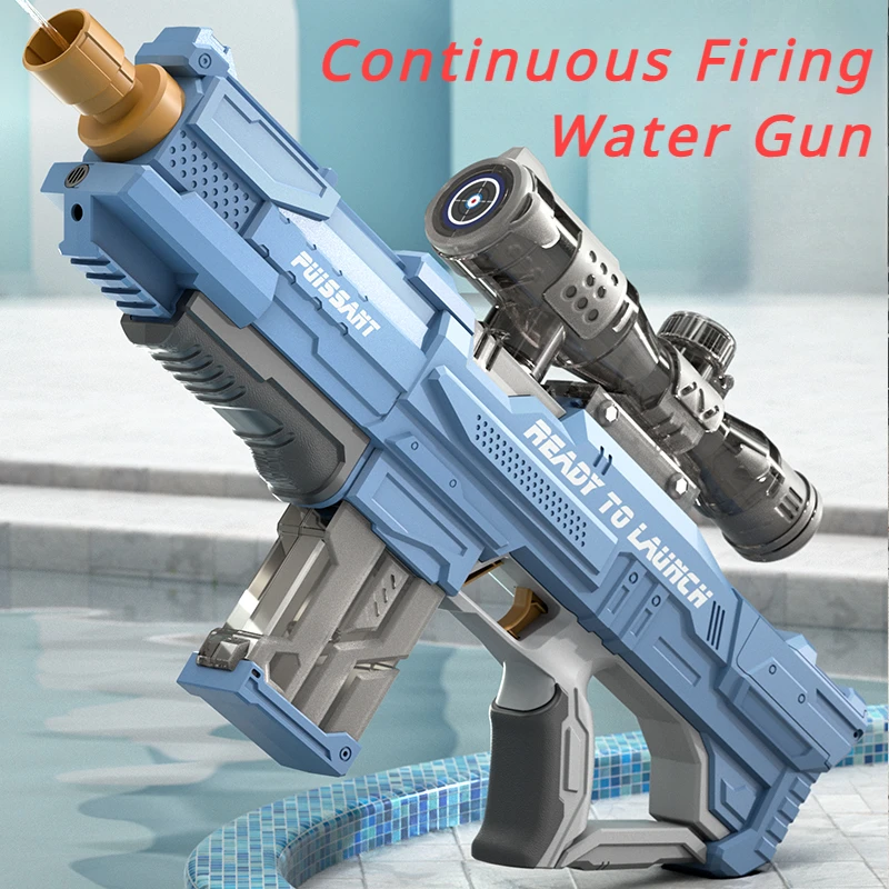 KandyToys Pistola Ad Acqua Elettrica Automatica Ricaricabile - 3 Modalità, Luci LED, Serbatoio 680 Ml, Portata 10 Metri