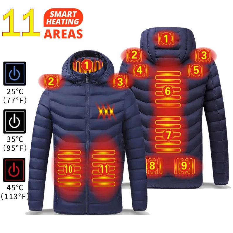 thumbnail image 1 of Chaqueta calefactable de 21 áreas para hombre, chaqueta calefactora impermeable de invierno, chaquetas para mantener el calor, parkas, abrigo, chaleco calefactable táctico, 1 of 5