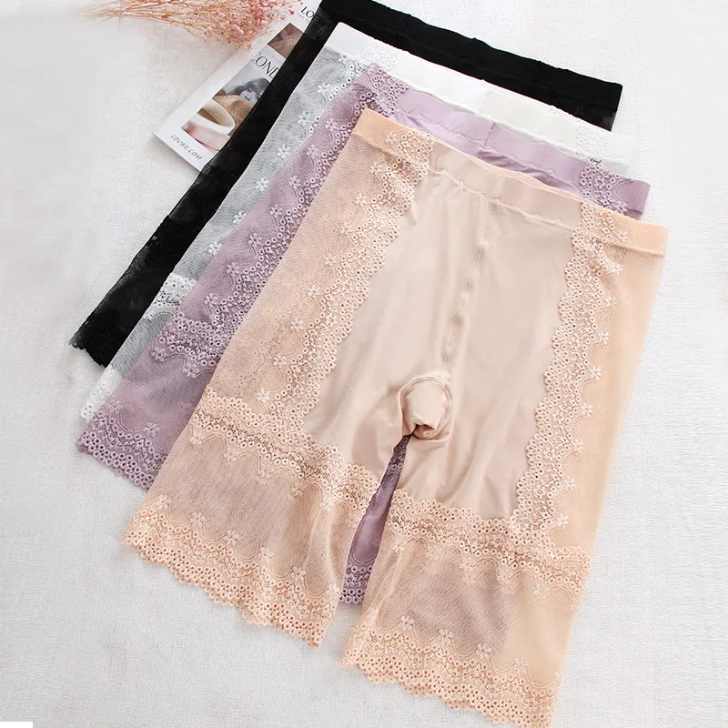 Safety Shorts Safety Pants Women Shorts Underwear Large Size Women's Shorts Under The Skirt Seamless Shorts Lace Prevent Exposure High Waist Safety Pants Plus Size Women