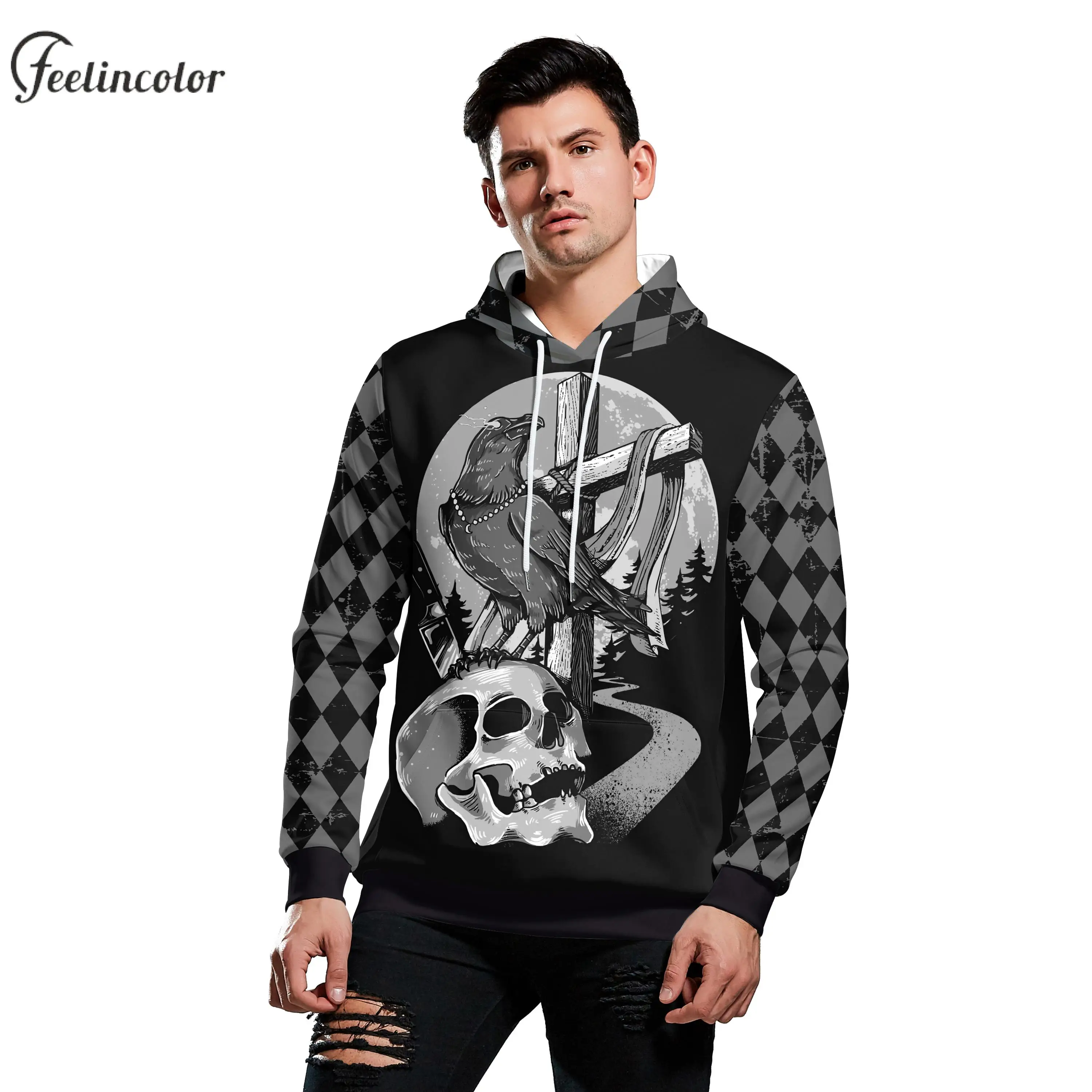 

Men Women Skull Hoodies 3D Printed Hooded Pullover Halloween Party Oversized Sweatshirt Autumn Winter Outwear Clothing M-XXL