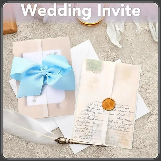 Vellum Paper 5x7 120 Pack 5x7 Vellum Jackets - Pre-Fold Translucent Paper  Sleeves For Invitations, Greeting Cards, Photos, Wedding, Baby Shower