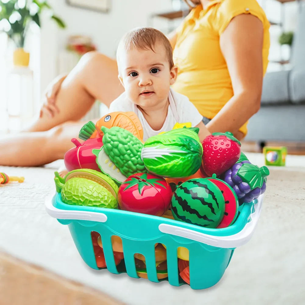 24pcs/Set DIY Fruit Cutting Music Toy egetable Fruit and Vegetable Food Children's Toy Kitchen Food Set for Kids Boys Girls