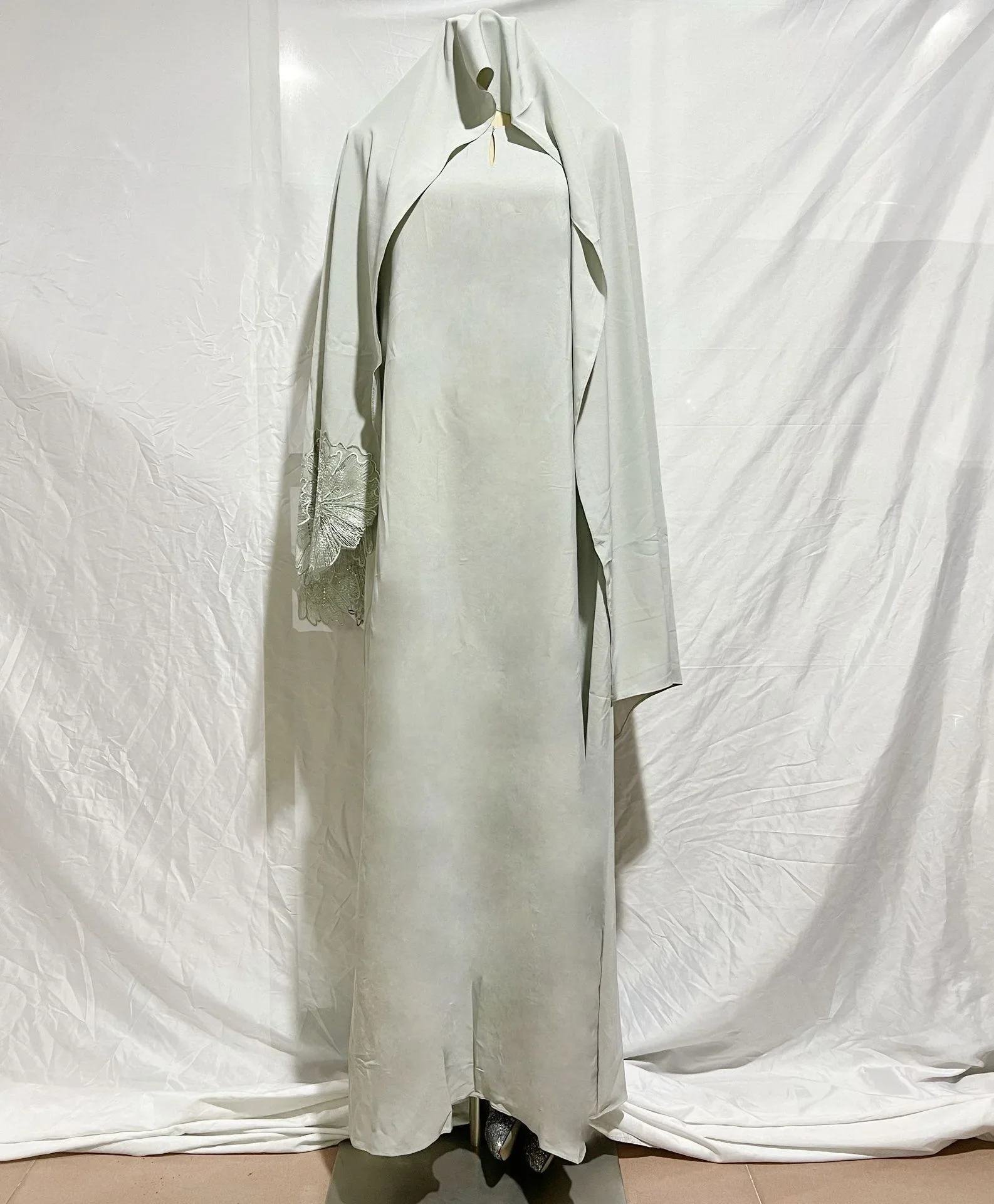 S890fa19fa6154bff85bc3ec21722394dv Eid Robe Muslim Abaya Dress & Scarf 2 Piece Set Dubai Embroidered Kebaya Gowns Moroccan Caftan Kaftan Islam Oman Ladies Dresses Mallzona