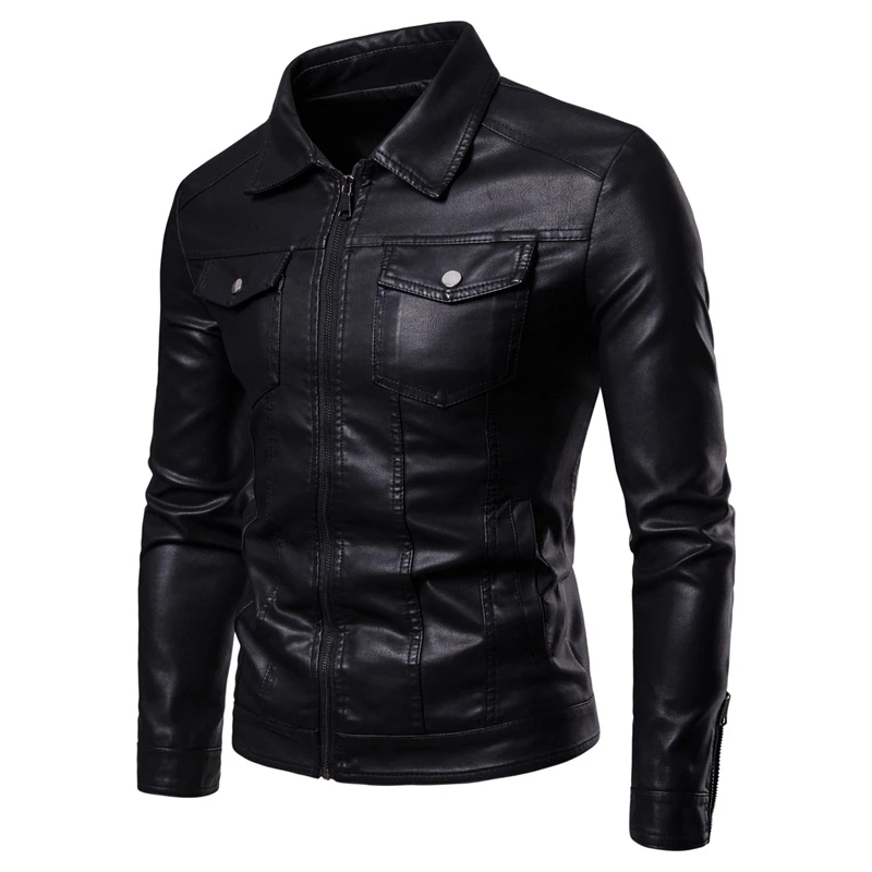 best leather jackets 5XL Jacket Men's Spring and Autumn New Black Coat Lapel Large Size Men's High Quality Motorcycle Windproof Leather Jacket genuine leather bomber jackets