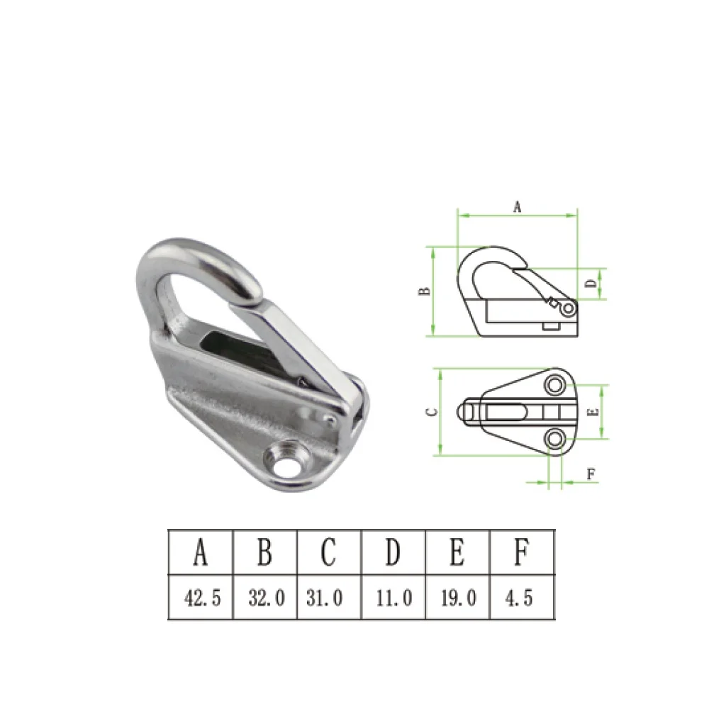 5PCS Closed Spring Clip Fending Hook Marine Boat Fender Hook Marine Stainless Steel 316 Boat Hardware