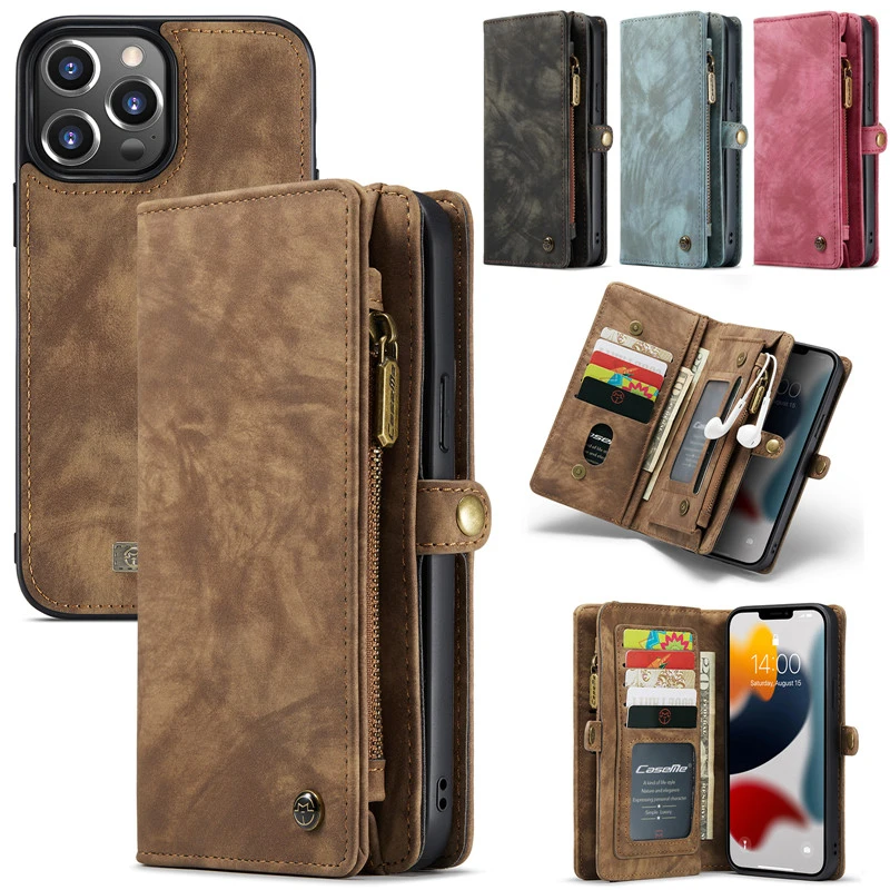 iphone 13 pro cases CaseMe Leather Purse Case for iPhone 12 13 Mini 11 Pro XS Max X XR Wallet Card Cover for iPhone SE 2020 8 7 6 6S Plus Coque Etui 13 pro cases