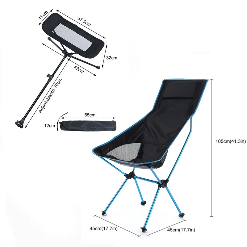 Collapsible Footstool Portable Beach Outdoor Camping Chair Fishing Foot Recliner Rest