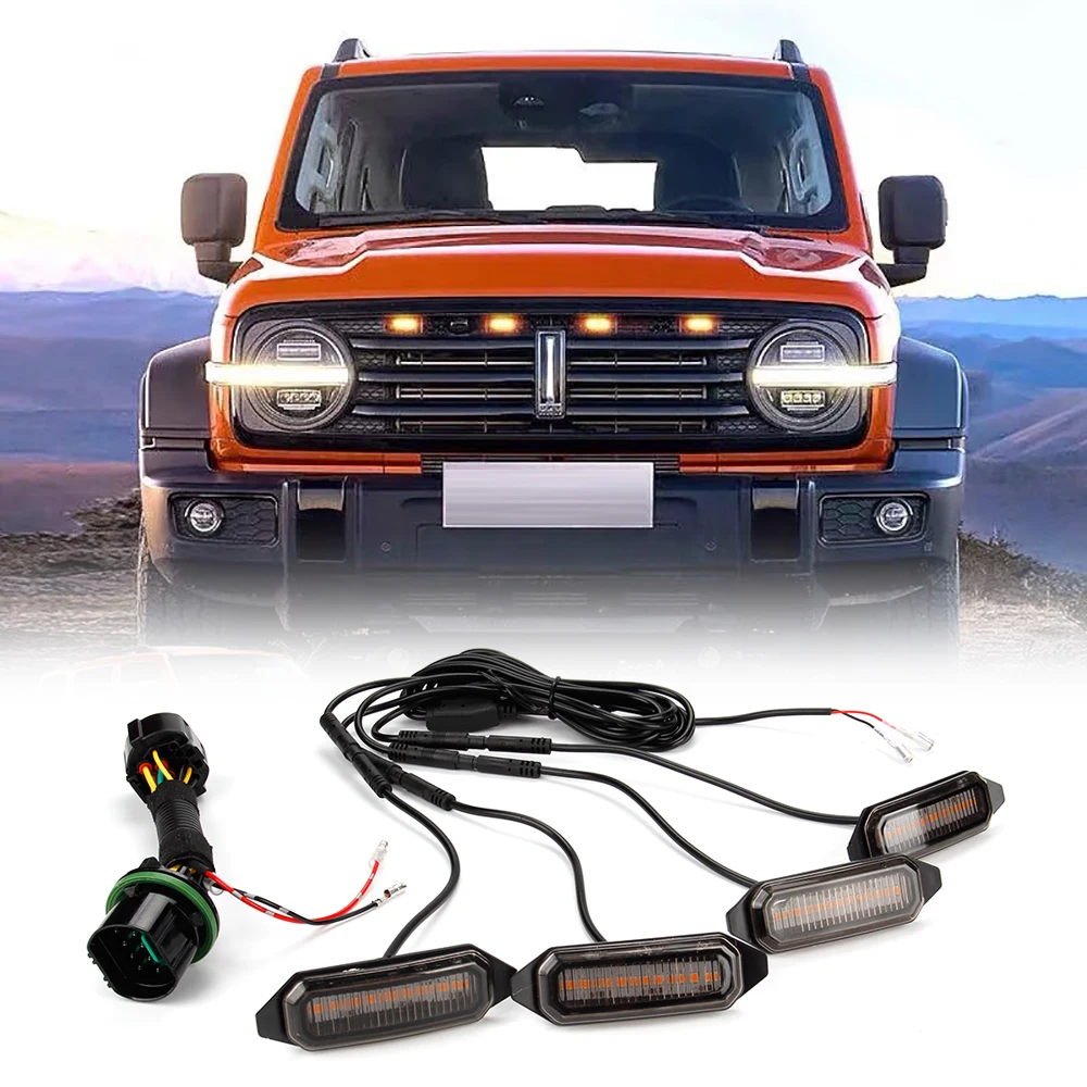 

MIHAZ 4pcs Tank 300 GWM Border Edition Car Front Grille Lights Eagle Eye Lamp Drl for Car Raptor Style Driving Auto Accessories