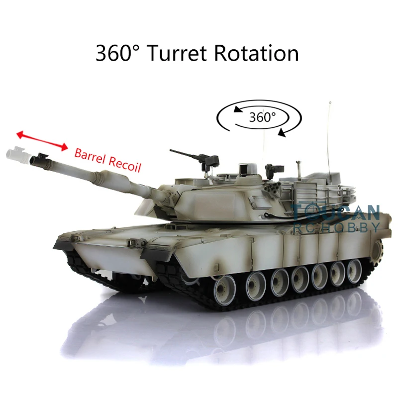 HENG LONG 1/16 Snow 7.0 Plastic Abrams RC Tank 3918 W/ 360°Turret Barrel Recoil TH17827-SMT4 2