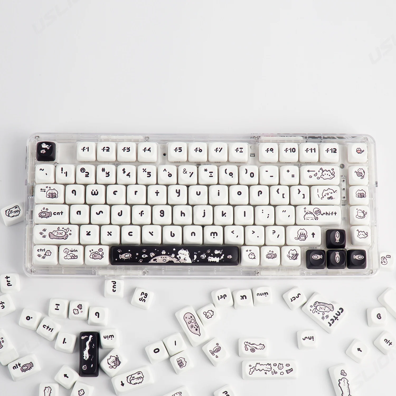 Cute Cat Theme Keycaps For Gaming Mechanical Keycaps Pbt Keycaps mx Switch Theme Perfil Moa Faça Você Mesmo Sublimação 140 Chaves - Imagem 3