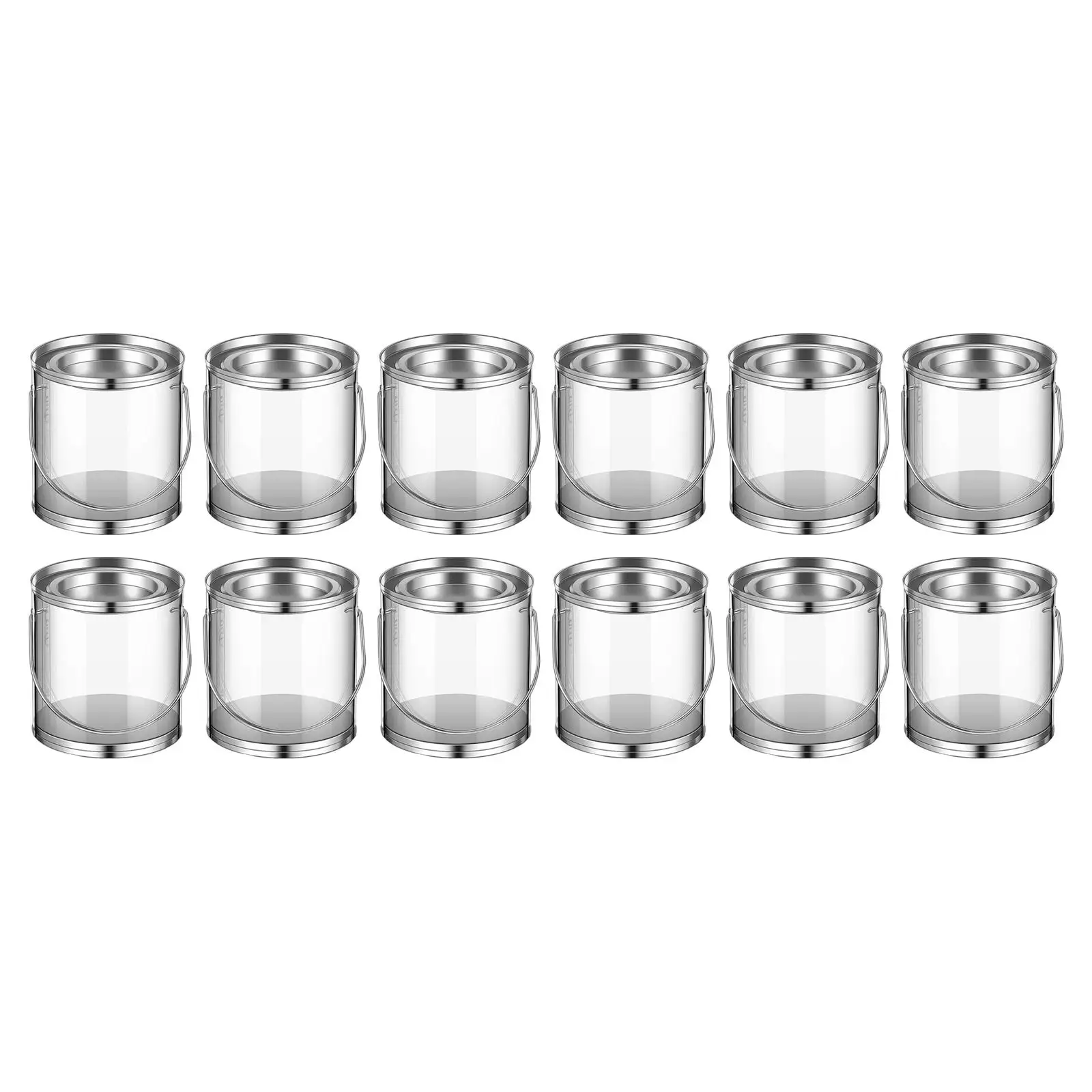 12 Pieces Clear Paint 3.1 x 3 Inches Multifunctional Small Paint Pails for Candy Arts Craft Halloween DIY Projects Wedding