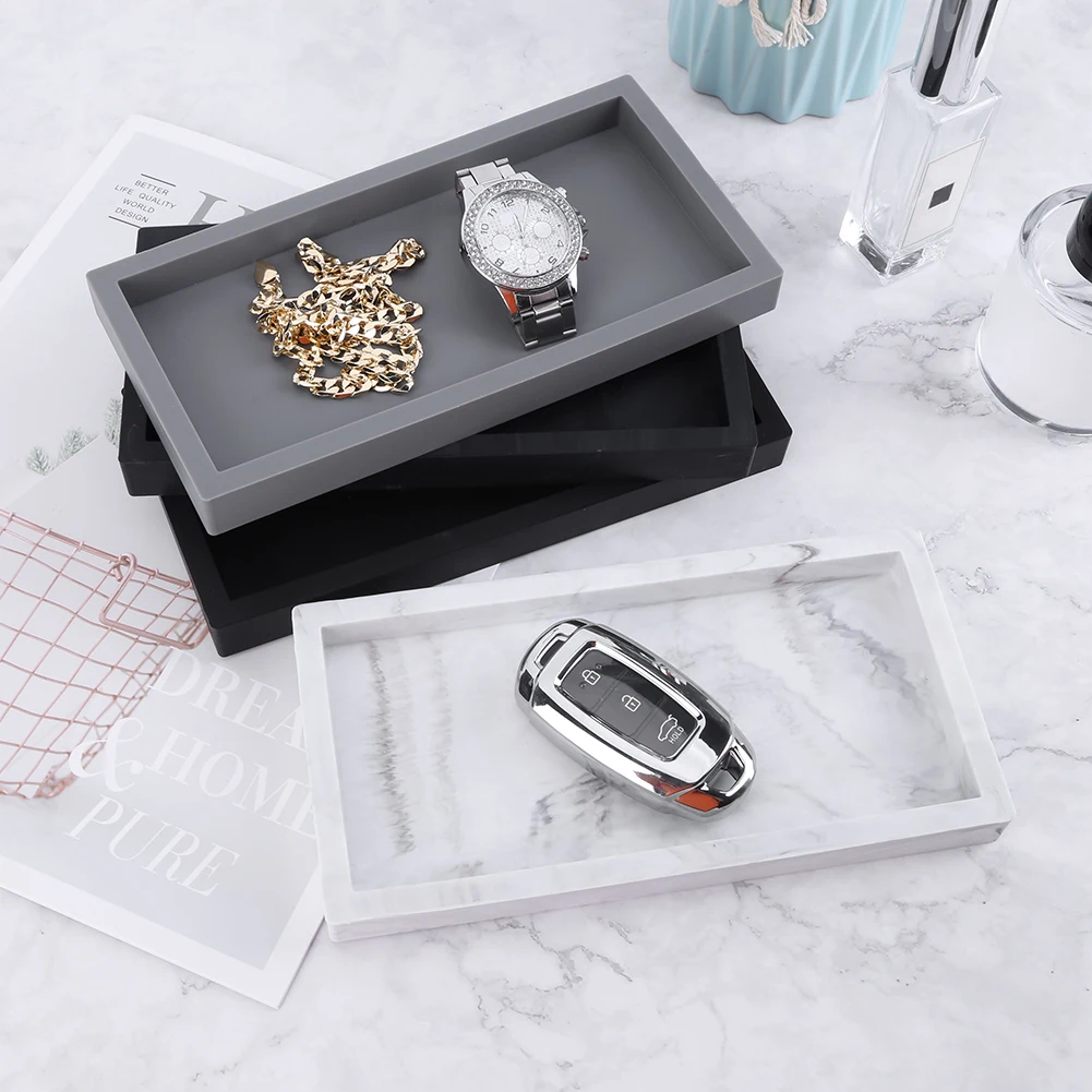 Silicone Dresser Vanity Tray Slip-Resistant Jewelry Ring Dish Lightweight Countertop Organizer Multipurpose Bathroom Accessories