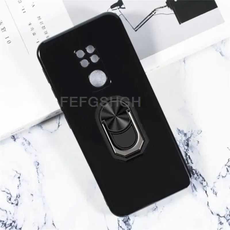Durable Finger Ring Soft TPU Silicone Phone Case - Black