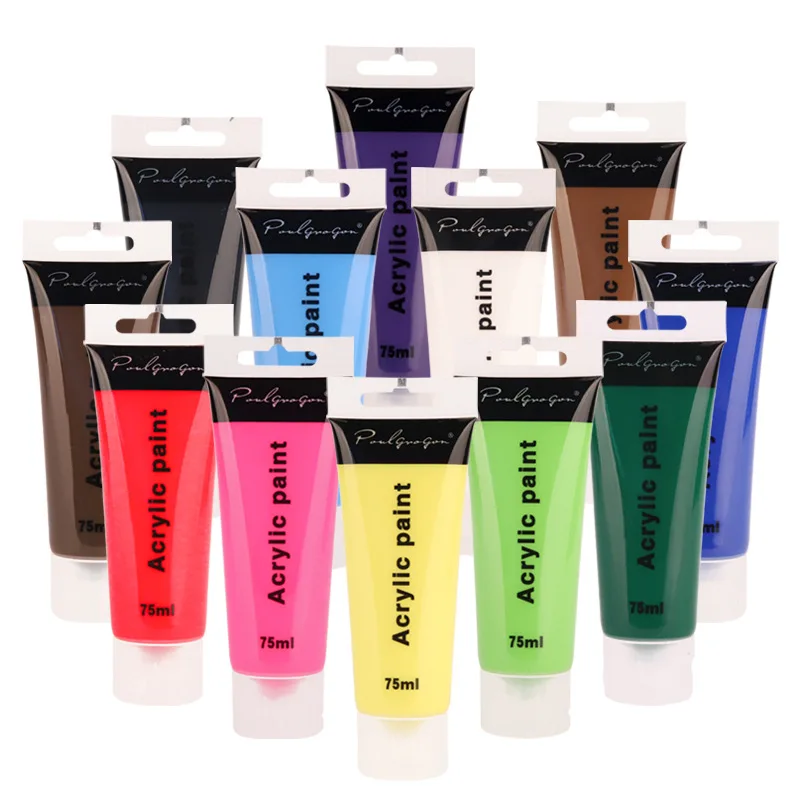 Ginflash 1pc 75ml/tube Acrylic paint pigment art Painting drawing DIY Wall painting Graffiti paint hand-painted art supplies