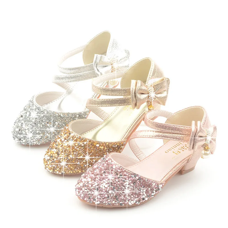 Girls Sandals Kids Princess Glitter Shiny