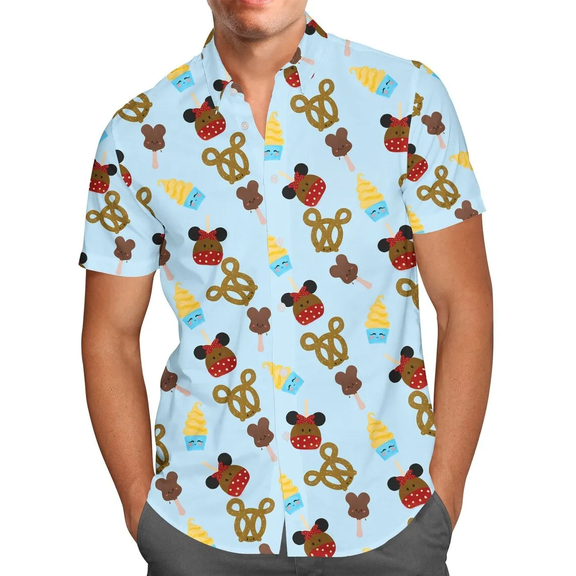 Safari Mickey Ears Hawaiian shirt Disney Animal Kingdom Inspired Men\'s Button Down Short-Sleeved Shirt in men casual beach shirt