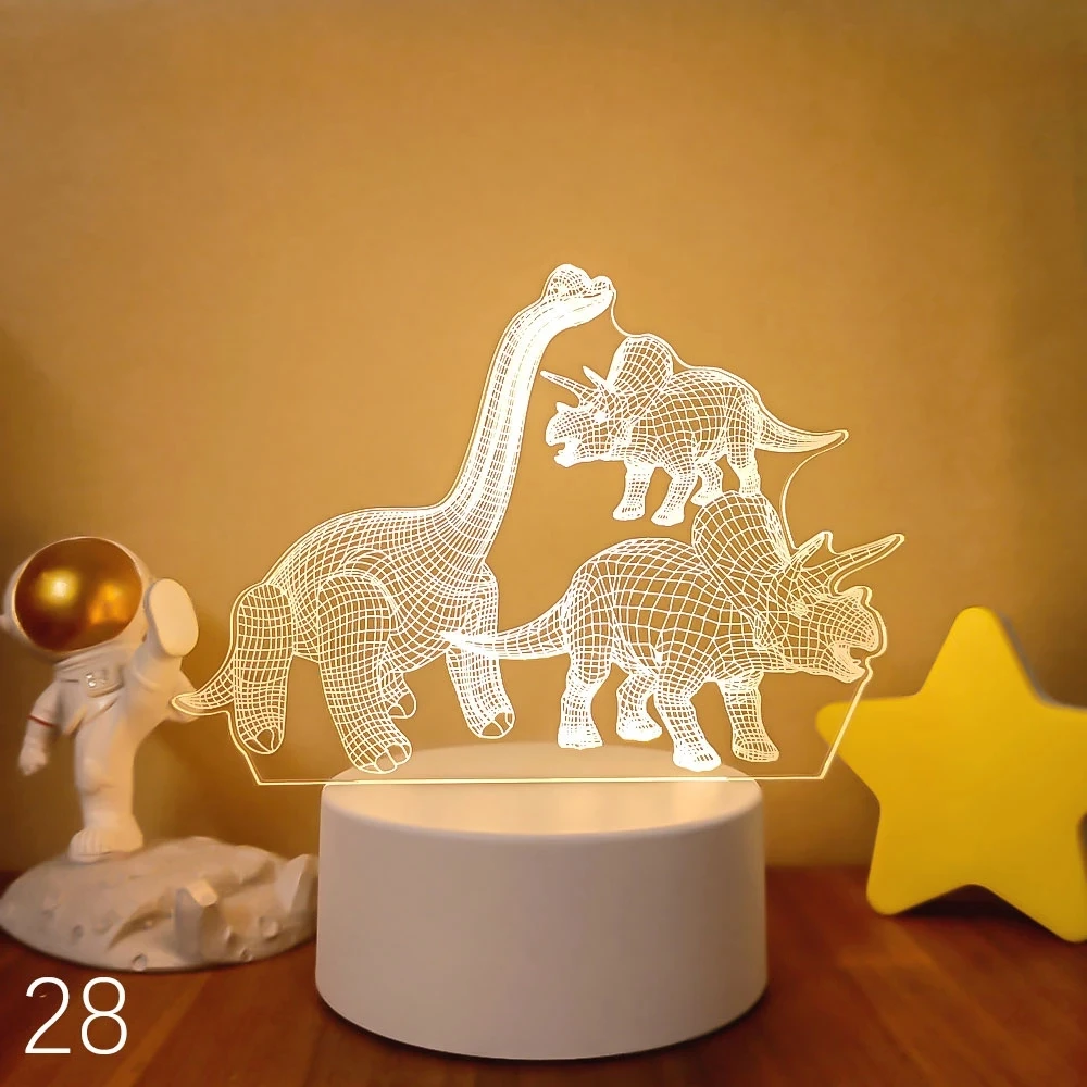 3D Impresso Dragon LED Night Light, Dinosaur