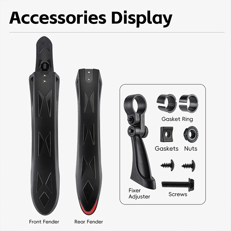 Bicycle Fender WEST BIKING Reflective Bicycle Fender High Toughness Front Rear Mudguard For 26-27.5 Inch MTB