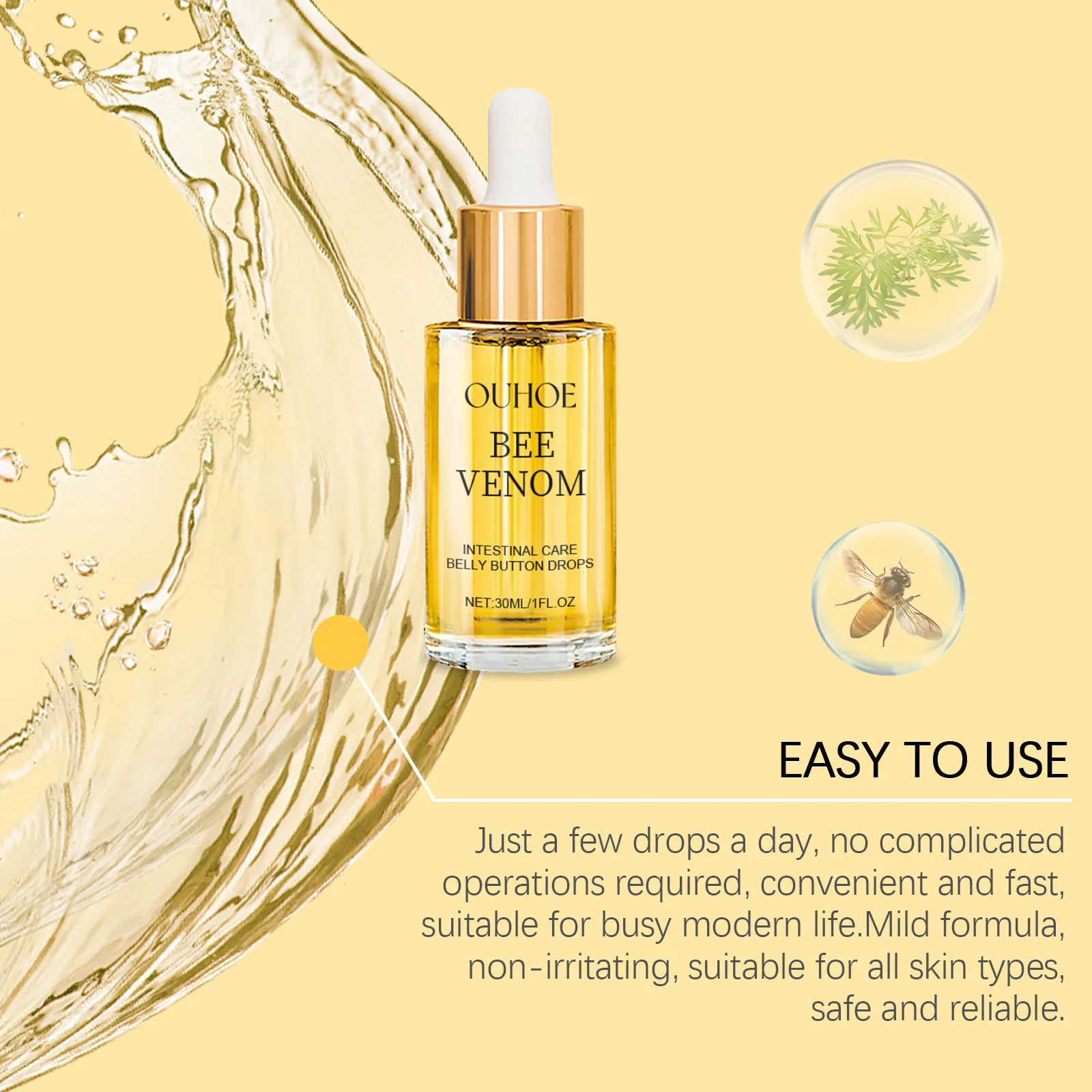 Fat Burning Serum Bee Venom Intestinal Body Care Tighten Firming Shaping Waist Abdomen Buttocks Belly Button Weight Loss Drops_voghion.com