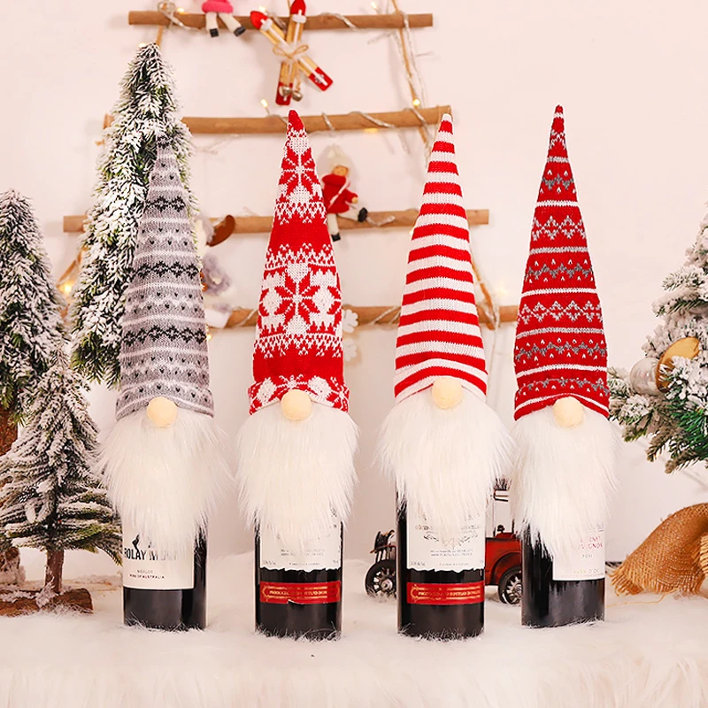 

2023New Year Gift Santa Claus Wine Bottle Dust Cover Xmas Noel Christmas Decorations for Home Navidad Dinner Table Decor