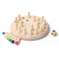 Wooden Memory Match Chess Color Game Puzzle - Montessori Educational Toy for Cognitive Development (Memory Chess)