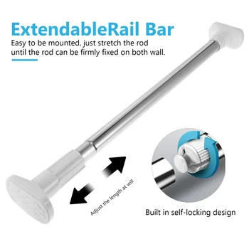 80Cm Adjustable Telescopic Hanger Rod Stainless Steel Clothesline Bar Drying Support Wardrobe Closet Bathroom Shower Curtain