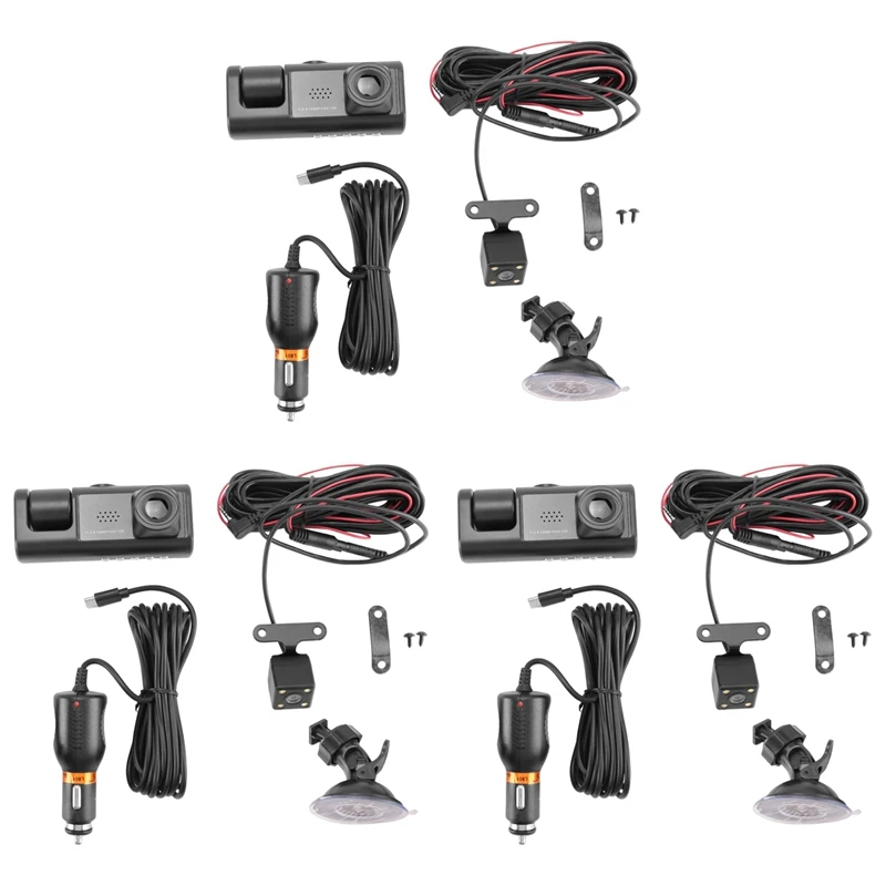 

Автомобильный видеорегистратор 3X с 3 камерами, 3-канальный видеорегистратор HD 1080P, передний и задний внутренний видеорегистратор, видеорегистратор с ночным видением