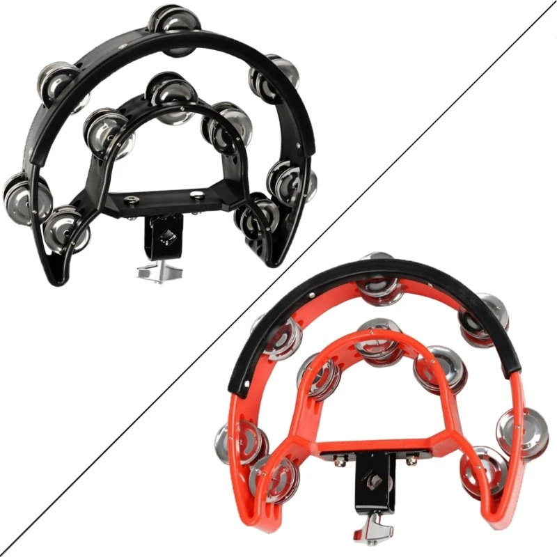 

Drum Set Half Moon Tambourine Hi-Hat Tambourine with Double Row Drop Shipping