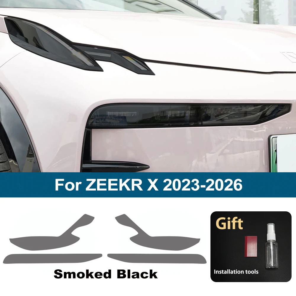 High-Gloss Smoke Black Pre-Cut Headlight Cover – Premium TPU PPF Anti-Scratch Protective Vinyl Wrap Kit